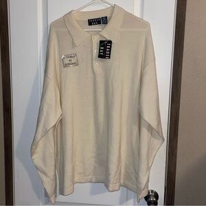 Vtg Sears Trader Bay merino Wool Blend Collared Cream Sweater Men’s Size 2XL NWT